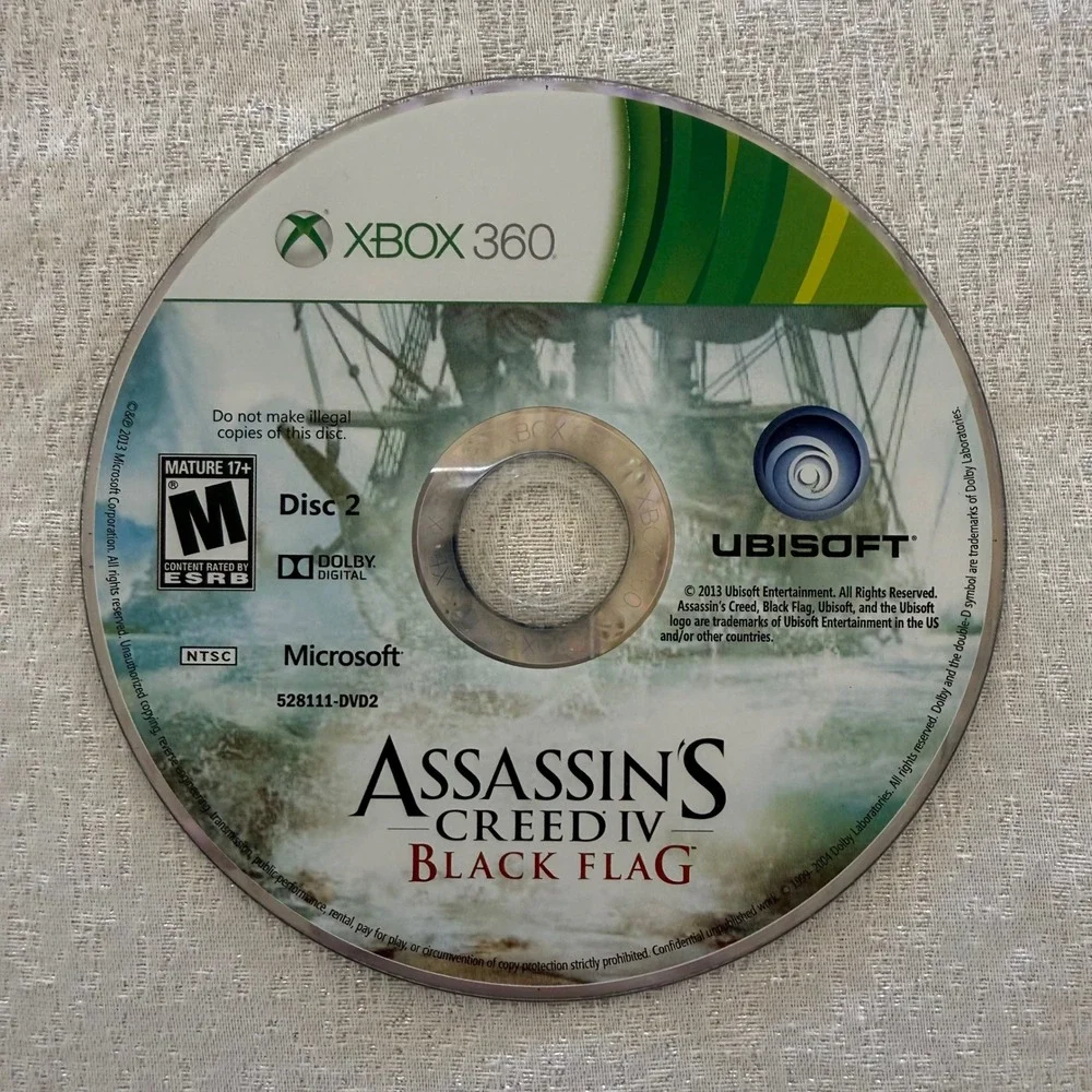 Assassins Creed IV Black Flag Xbox 360 Disc 2 Only Replacement NTSC Ubisoft 2013